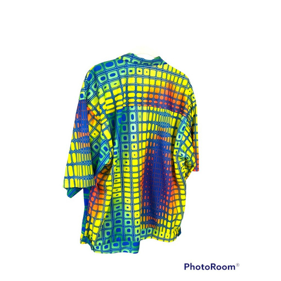Vintage Bon Homme Button Up XL Wild Retro Psychedelic Geometric Pattern - Picture 2 of 9